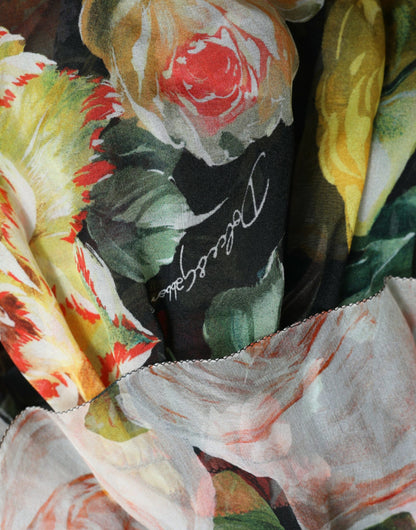 Dolce &amp; Gabbana – Mehrfarbiges, gestuftes Maxikleid aus Chiffon mit Blumenmuster