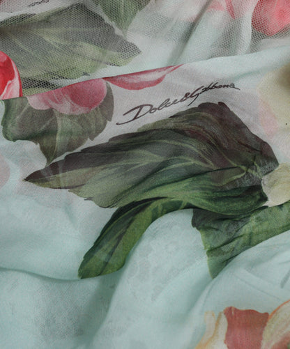 Dolce &amp; Gabbana – Langes, gestuftes Maxikleid mit Blumenmuster in Blau