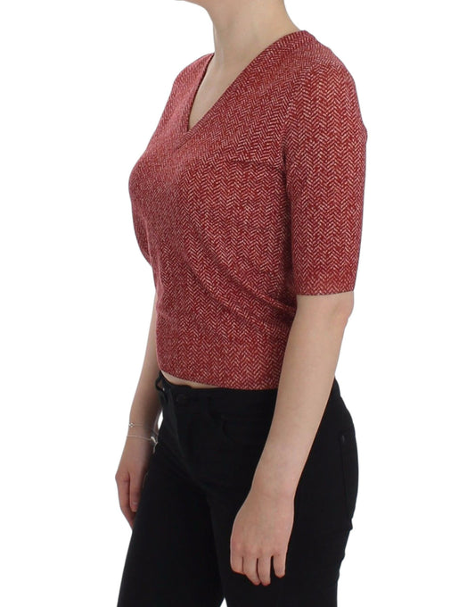 Dolce &amp; Gabbana Roter Wolltweed-Kurzarmpullover