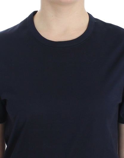 Blaues Rundhals-Baumwoll-Logo-T-Shirt von Ermanno Scervino Lingerie