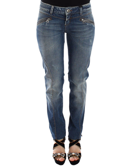 Ermanno Scervino Blaue Slim Jeans Denim Hose Straight Stretch