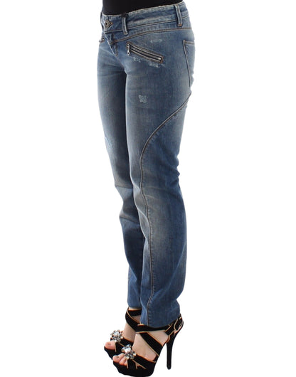 Ermanno Scervino Blaue Slim Jeans Denim Hose Straight Stretch
