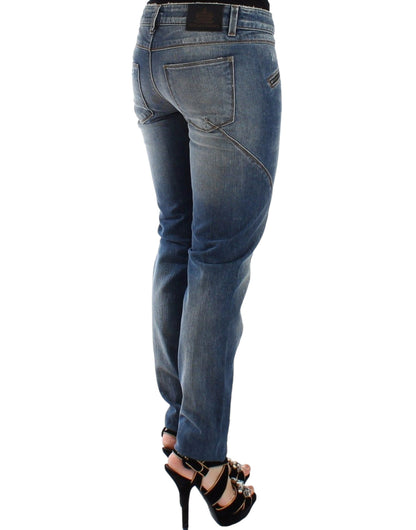 Ermanno Scervino Blaue Slim Jeans Denim Hose Straight Stretch