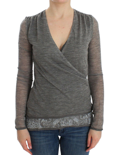 Ermanno Scervino – Langärmliger Stretch-Pullover aus grauer Wollmischung
