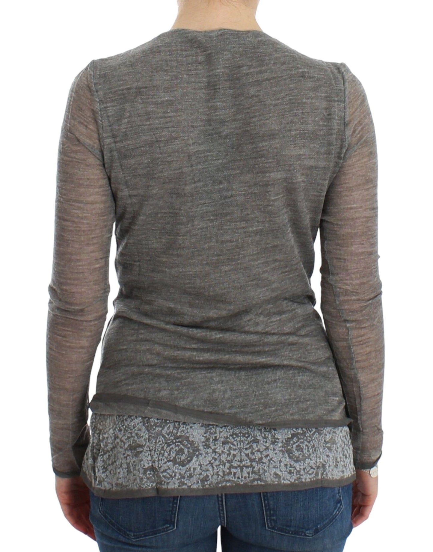 Ermanno Scervino – Langärmliger Stretch-Pullover aus grauer Wollmischung