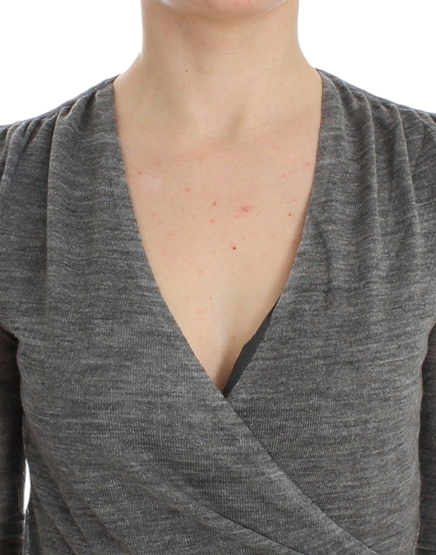 Ermanno Scervino – Langärmliger Stretch-Pullover aus grauer Wollmischung