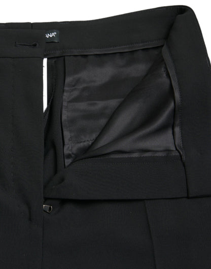 Dolce &amp; Gabbana – Schwarze, hoch taillierte Karottenhose aus Wolle