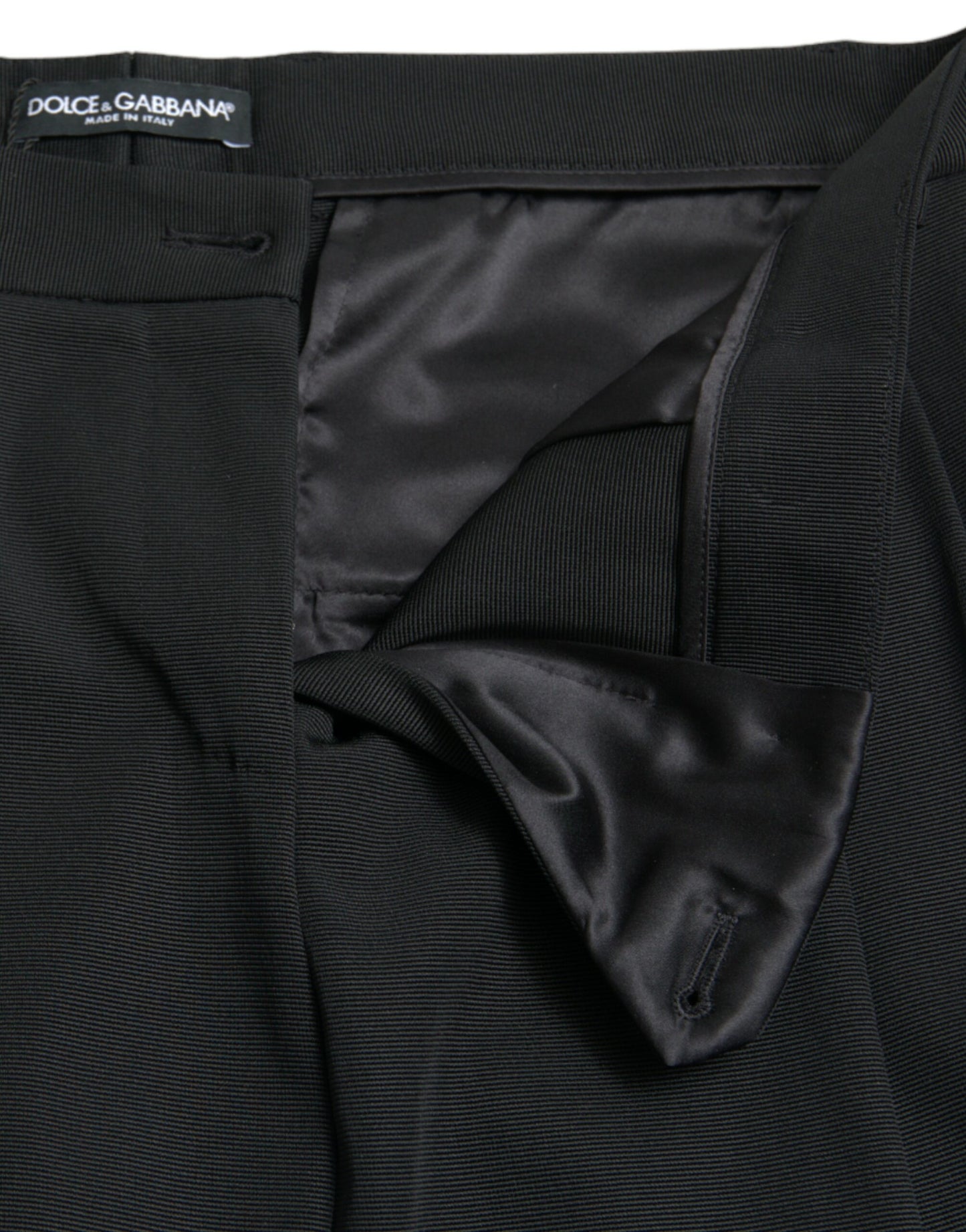 Dolce &amp; Gabbana – Schwarze, verkürzte, konische Wollhose mit hoher Taille