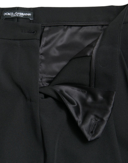 Dolce &amp; Gabbana – Schwarze, verkürzte, konische Wollhose mit hoher Taille