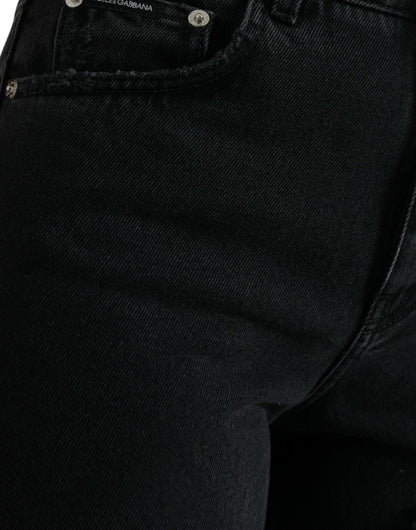 Dolce &amp; Gabbana – Schwarze, zerfetzte Jeans aus Baumwolle mit hoher Taille