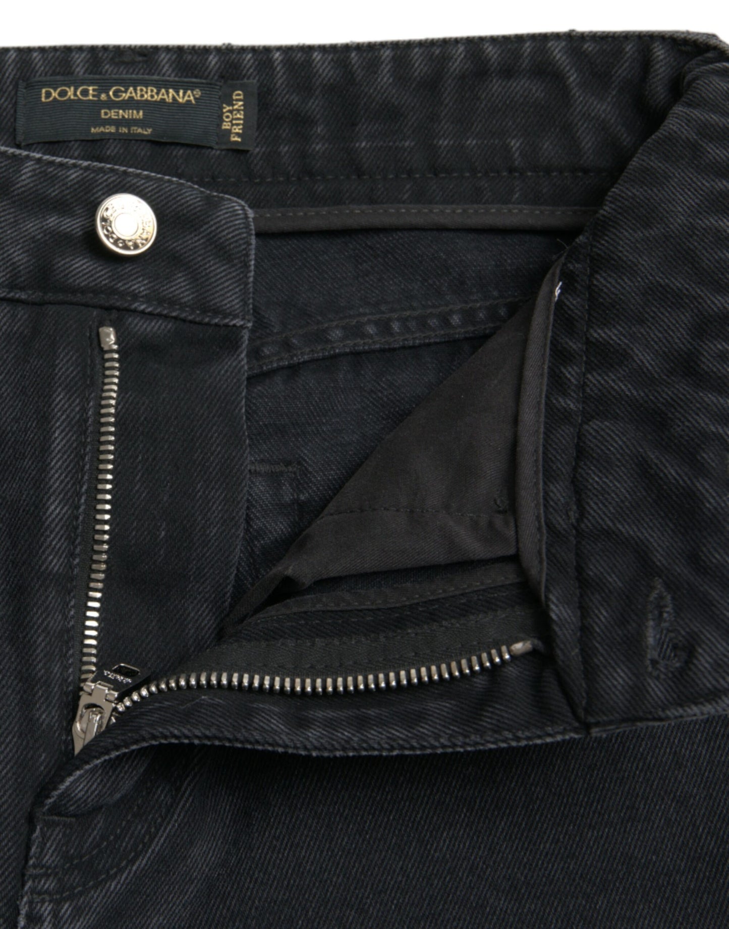 Dolce &amp; Gabbana – Schwarze, zerfetzte Jeans aus Baumwolle mit hoher Taille