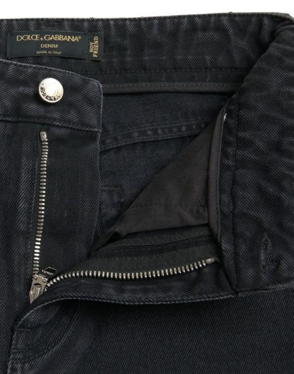 Dolce &amp; Gabbana – Schwarze, zerfetzte Jeans aus Baumwolle mit hoher Taille