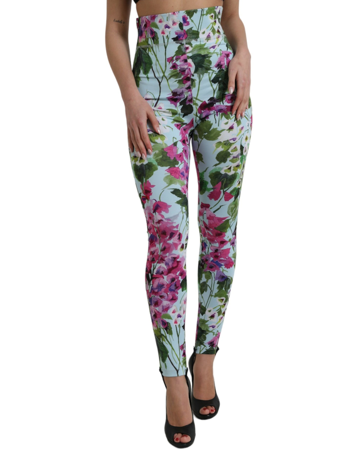 Dolce &amp; Gabbana Leggings mit mehrfarbigem Blumenmuster und hoher Taille