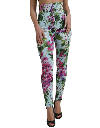 Dolce &amp; Gabbana Leggings mit mehrfarbigem Blumenmuster und hoher Taille