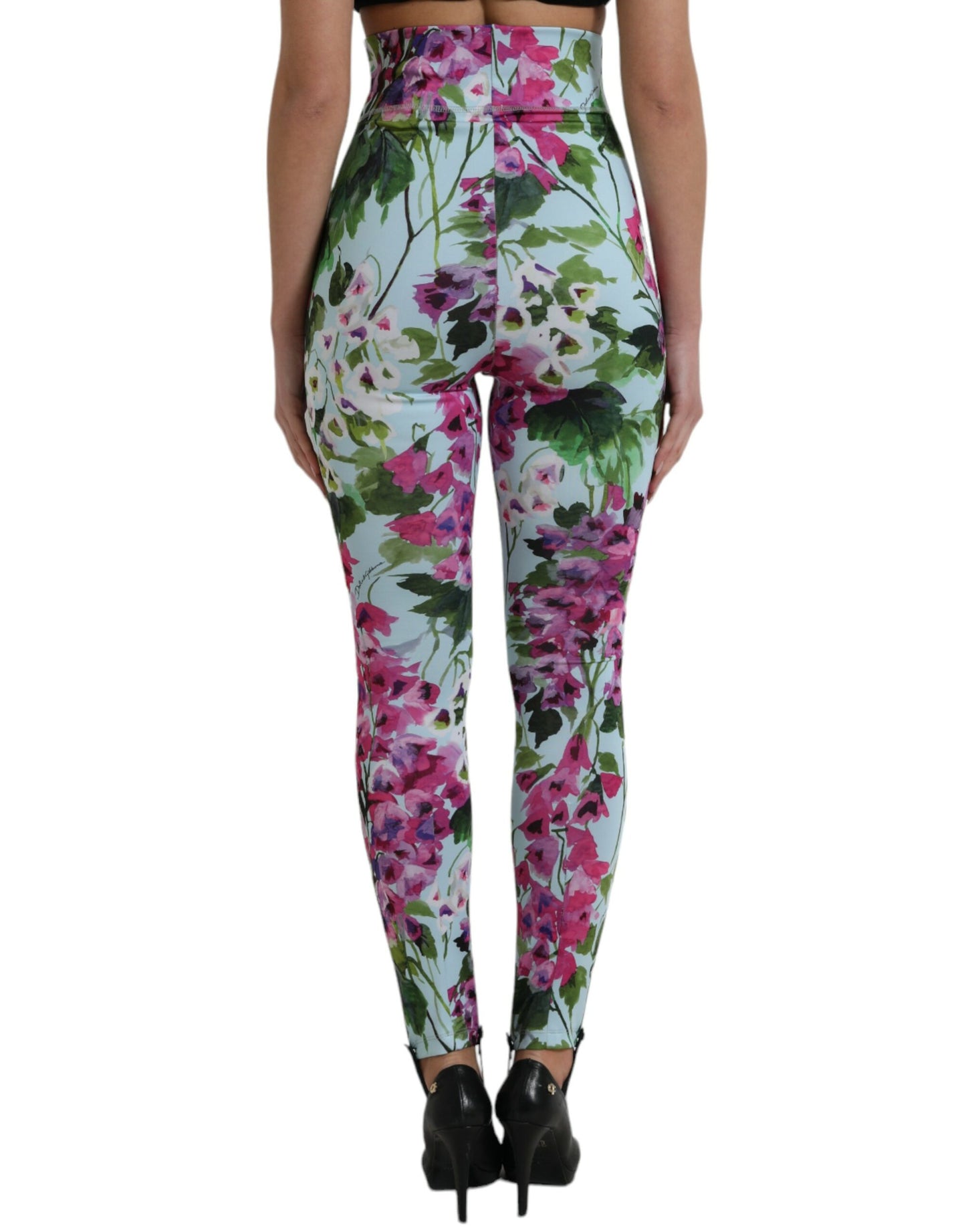 Dolce &amp; Gabbana Leggings mit mehrfarbigem Blumenmuster und hoher Taille