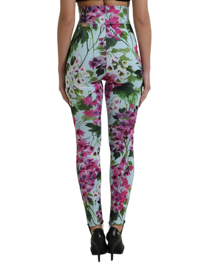 Dolce &amp; Gabbana Leggings mit mehrfarbigem Blumenmuster und hoher Taille