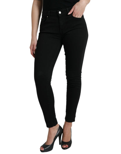 Dolce &amp; Gabbana – Schwarze Skinny-Jeans aus Baumwolle mit mittlerer Taille
