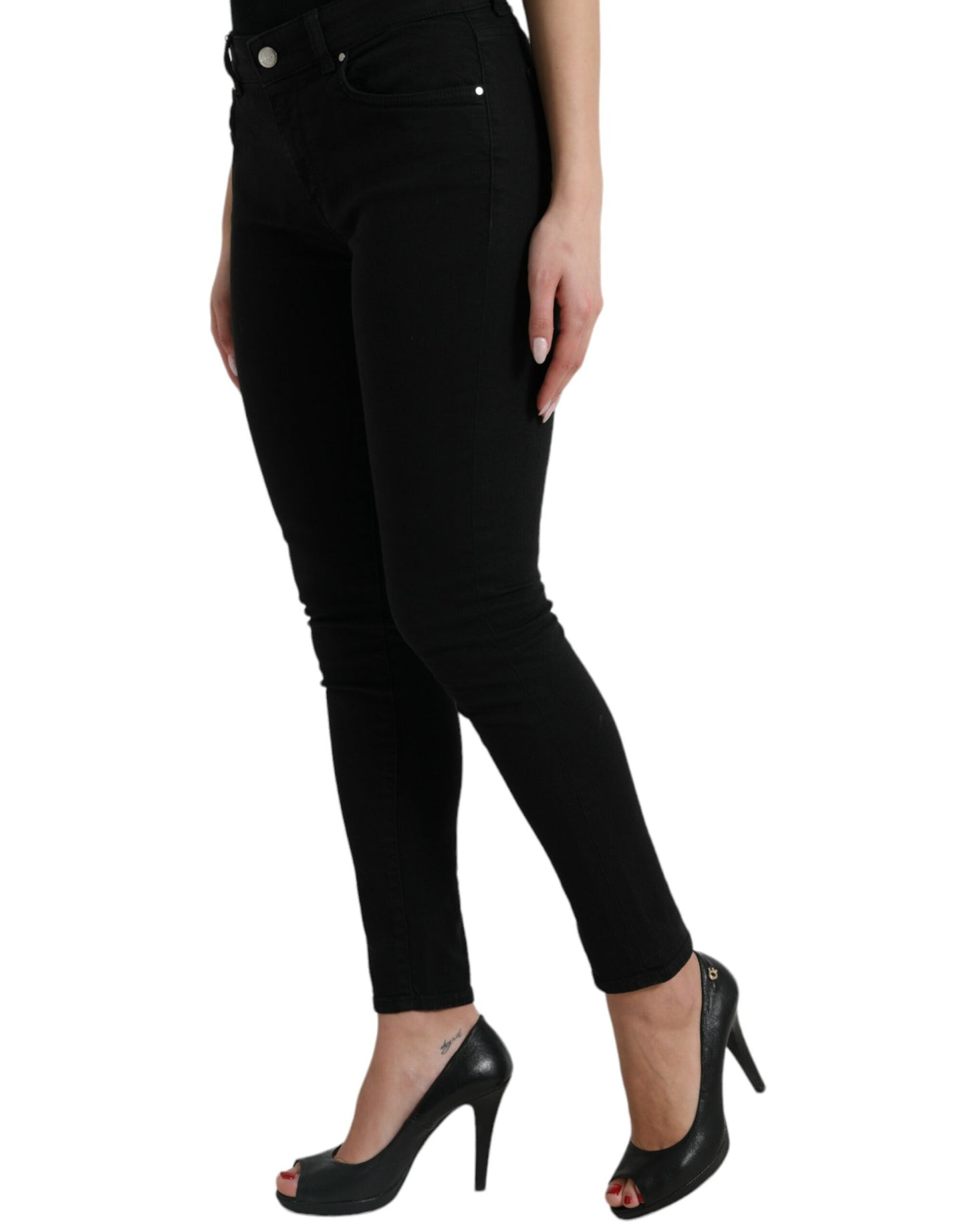Dolce &amp; Gabbana – Schwarze Skinny-Jeans aus Baumwolle mit mittlerer Taille