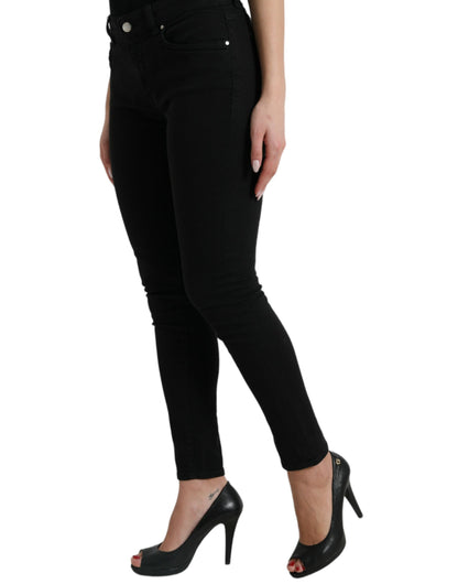 Dolce &amp; Gabbana – Schwarze Skinny-Jeans aus Baumwolle mit mittlerer Taille