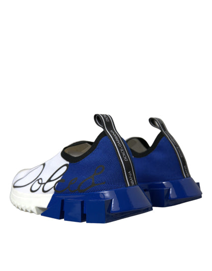 Dolce &amp; Gabbana Weiß Blau Sorrento Low Top Männer Casual Sneakers Schuhe
