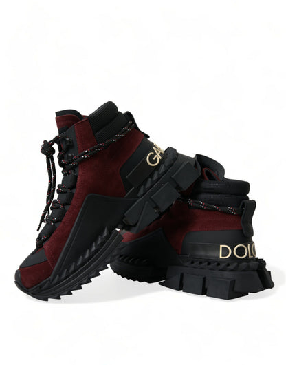Dolce &amp; Gabbana Burgund Super King High Top Herren Sneakers Schuhe