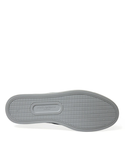 Dolce &amp; Gabbana – Blaue Sneakers aus Kalbsleder mit Leopardenmuster