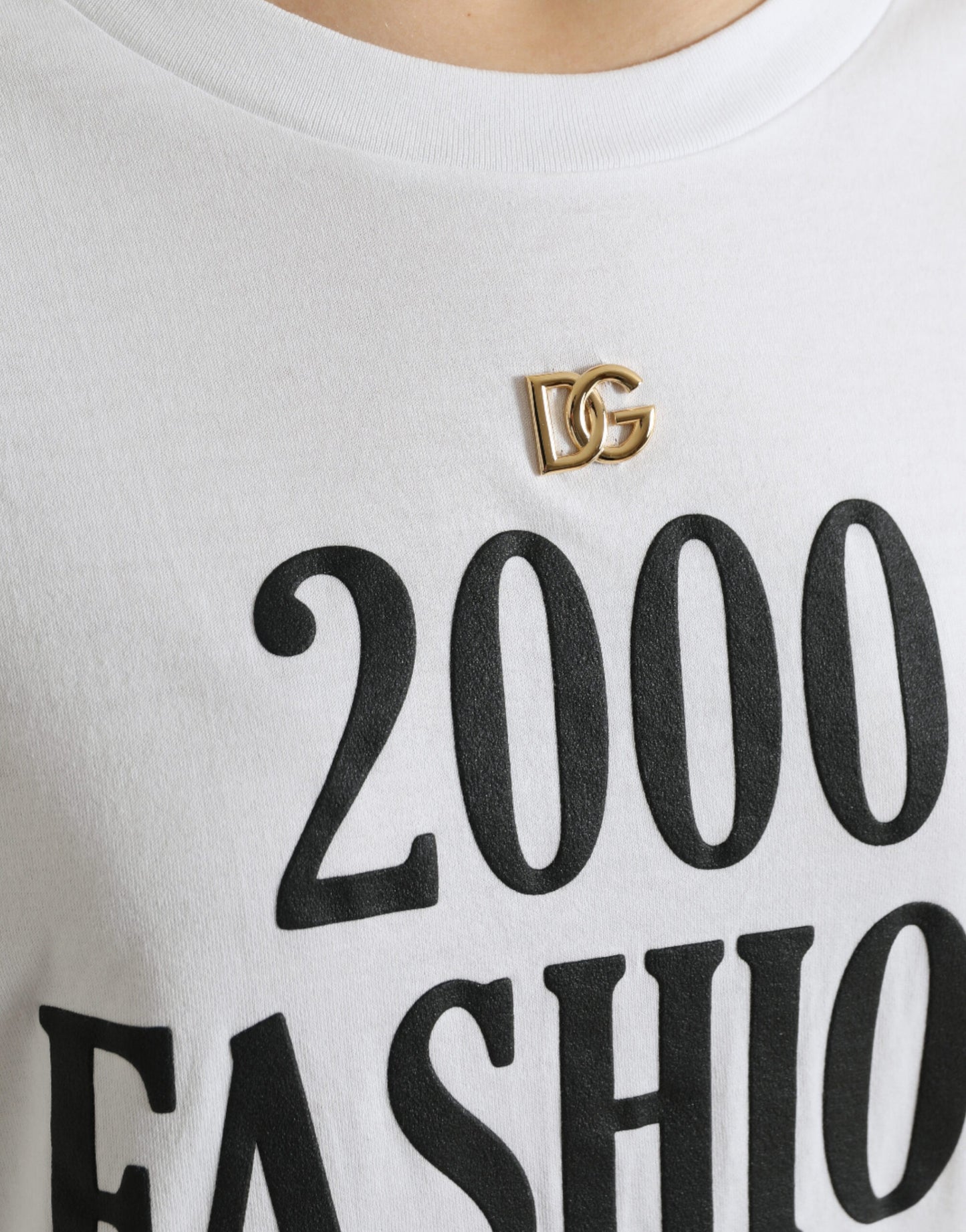 Dolce &amp; Gabbana – Weißes T-Shirt mit Slogan-Print und Schnürung
