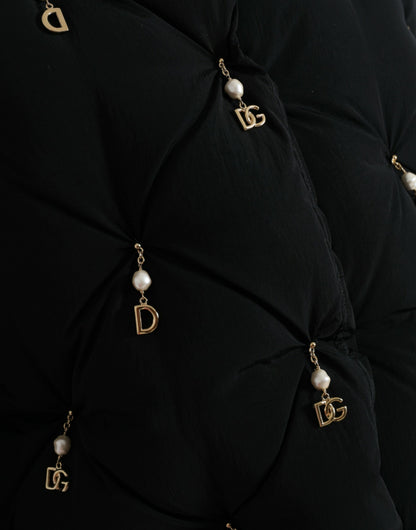 Dolce &amp; Gabbana – Schwarze, verzierte, gesteppte Shell-Bomberjacke