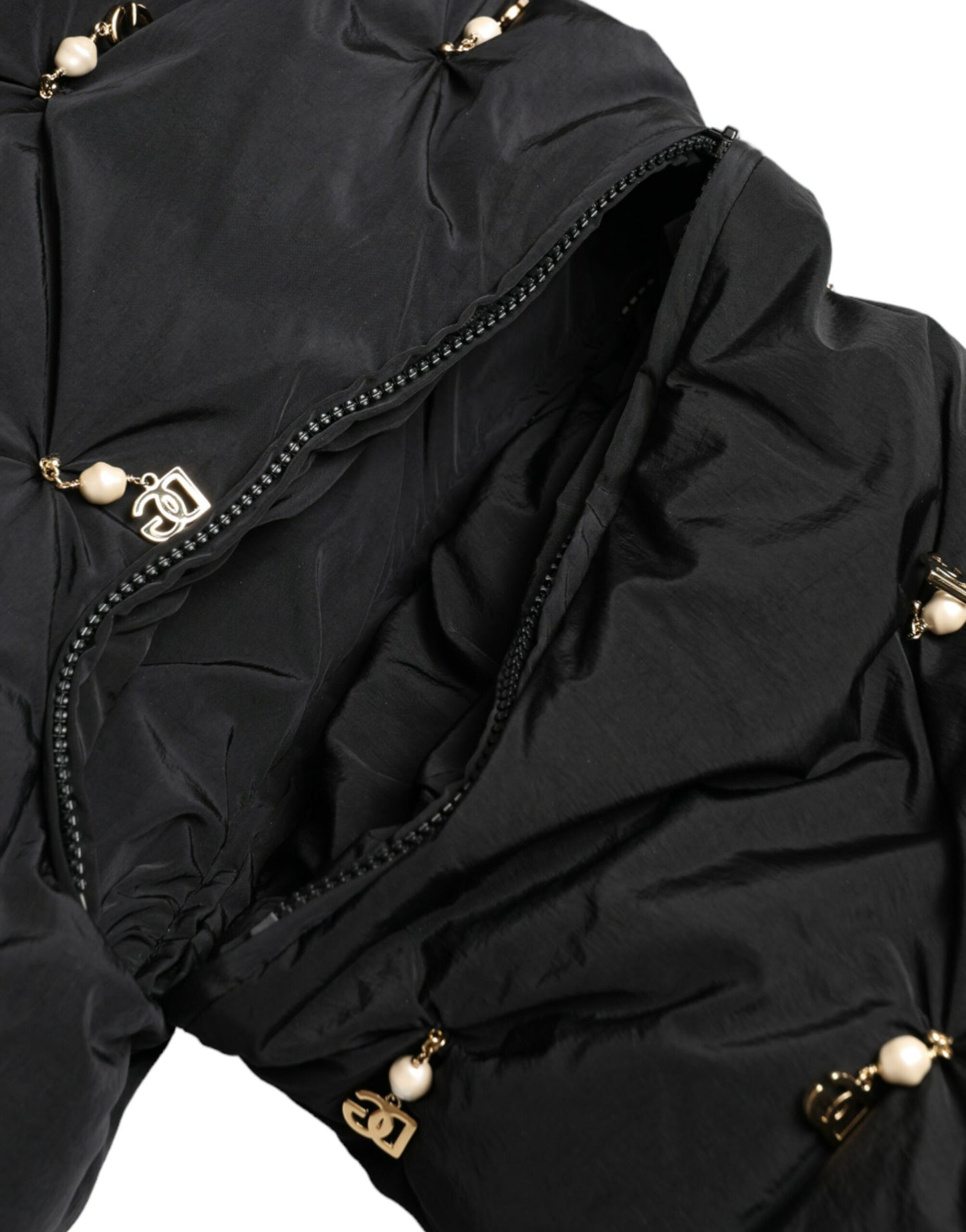 Dolce &amp; Gabbana – Schwarze, verzierte, gesteppte Shell-Bomberjacke