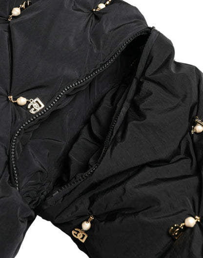 Dolce &amp; Gabbana – Schwarze, verzierte, gesteppte Shell-Bomberjacke