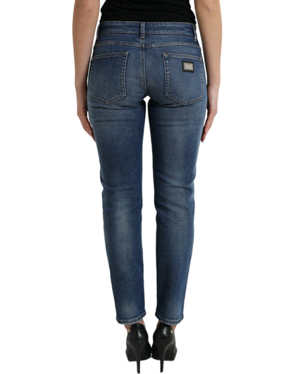 Dolce &amp; Gabbana – BOYFRIEND-Jeans aus Baumwolldenim mit mittlerer Taille, Blau