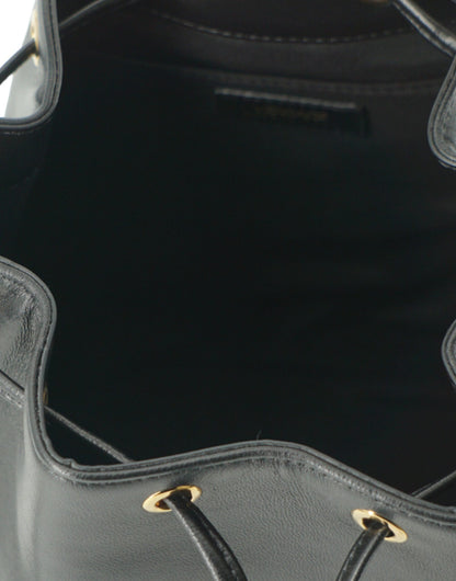 Versace – Elegante Medusa Bucket-Umhängetasche aus schwarzem Leder