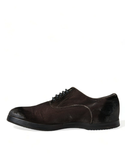 Dolce &amp; Gabbana – Oxford-Schnürschuhe aus braunem Samt für Herren