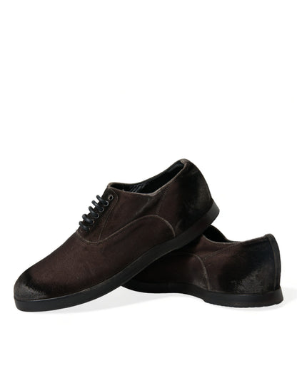 Dolce &amp; Gabbana – Oxford-Schnürschuhe aus braunem Samt für Herren