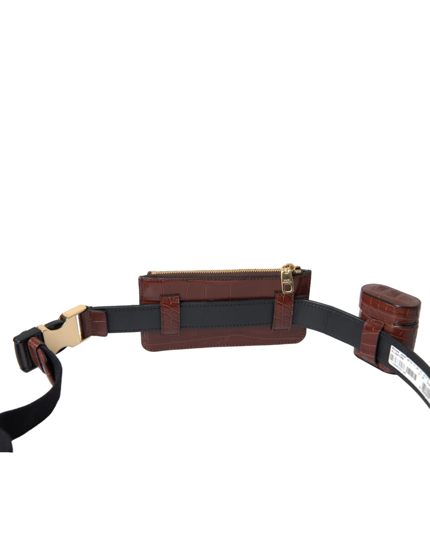 Dolce &amp; Gabbana – Airpods-Etui aus braunem Alligatorleder mit Münzbörse