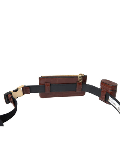 Dolce &amp; Gabbana – Airpods-Etui aus braunem Alligatorleder mit Münzbörse