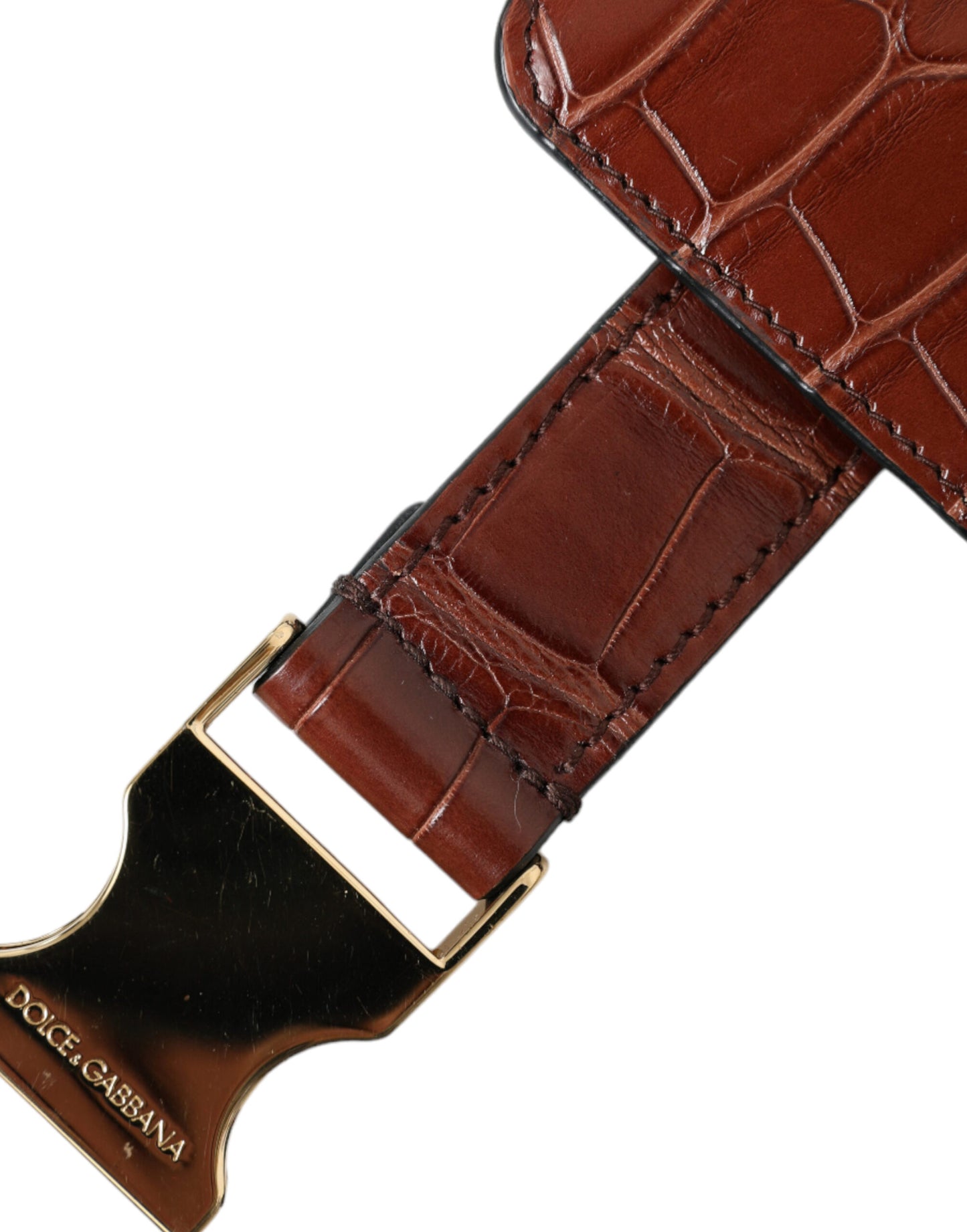 Dolce &amp; Gabbana – Airpods-Etui aus braunem Alligatorleder mit Münzbörse