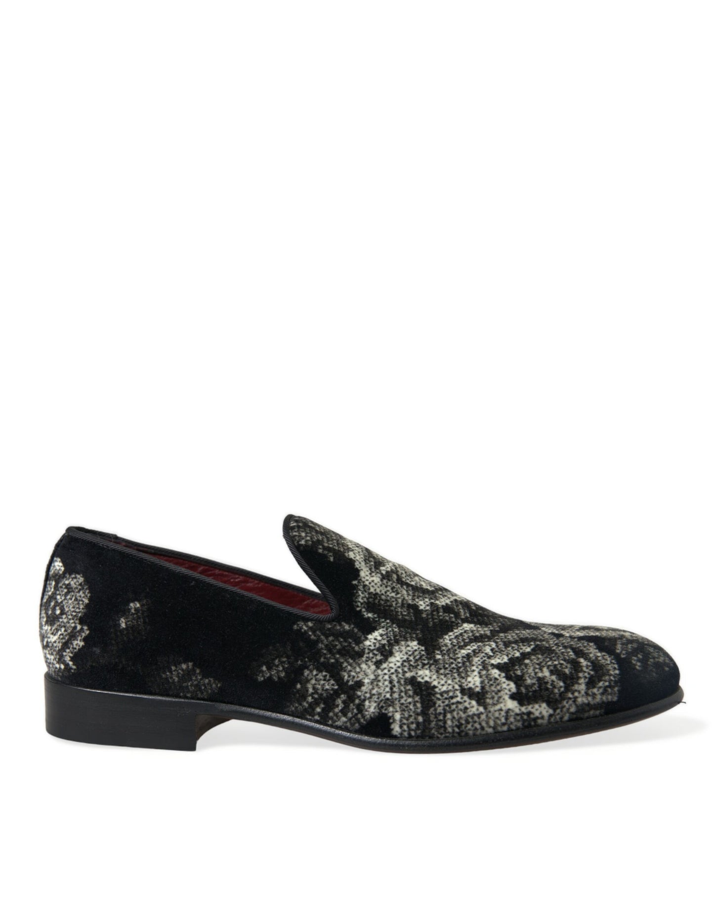 Dolce &amp; Gabbana Schwarze Hausschuhe mit Blumenmuster Herren Halbschuhe Abendschuhe