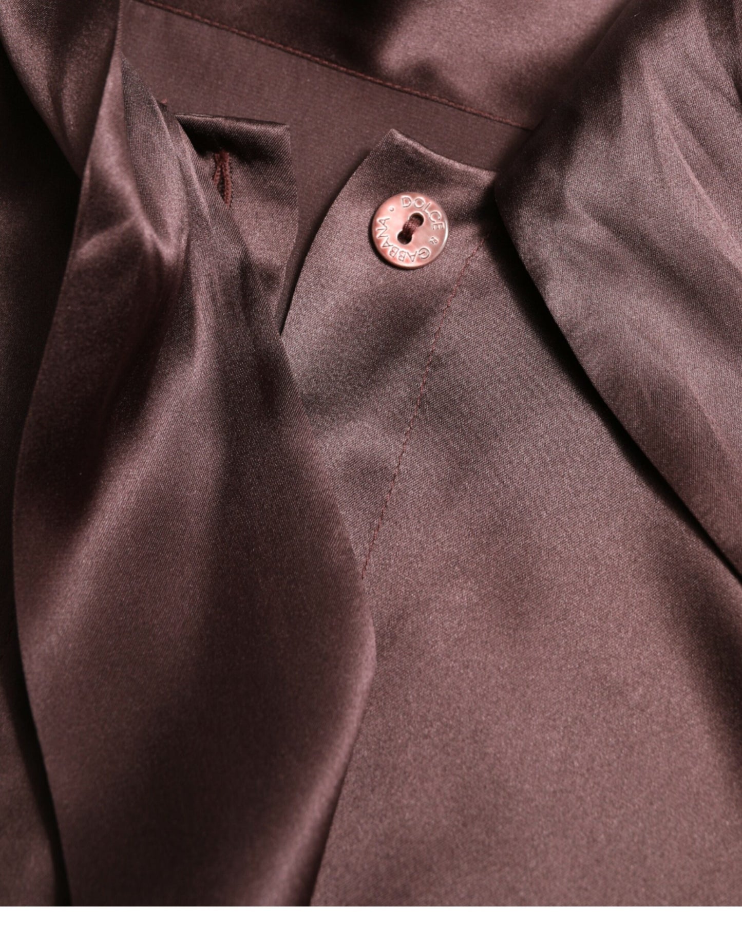 Dolce &amp; Gabbana, langärmliges Blusentop aus Seide mit Ascot-Kragen in Braun