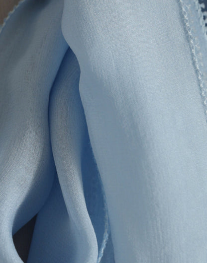 Dolce &amp; Gabbana – Blaues Blusenoberteil mit langen Ärmeln und Ascot-Kragen