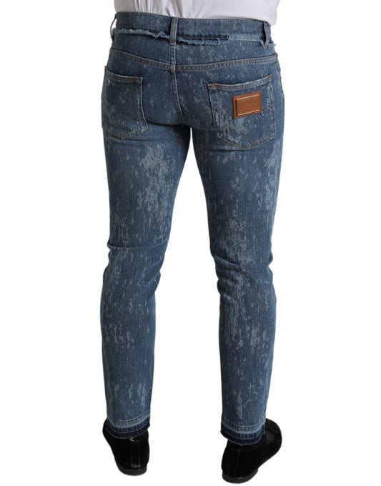 Dolce &amp; Gabbana – Blau verwaschene Skinny-Jeans aus Baumwollstretch