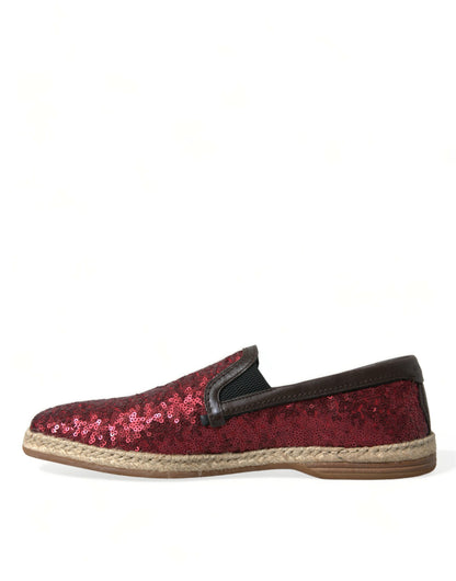 Dolce &amp; Gabbana Rote Loafer mit Pailletten Herren Schuhe