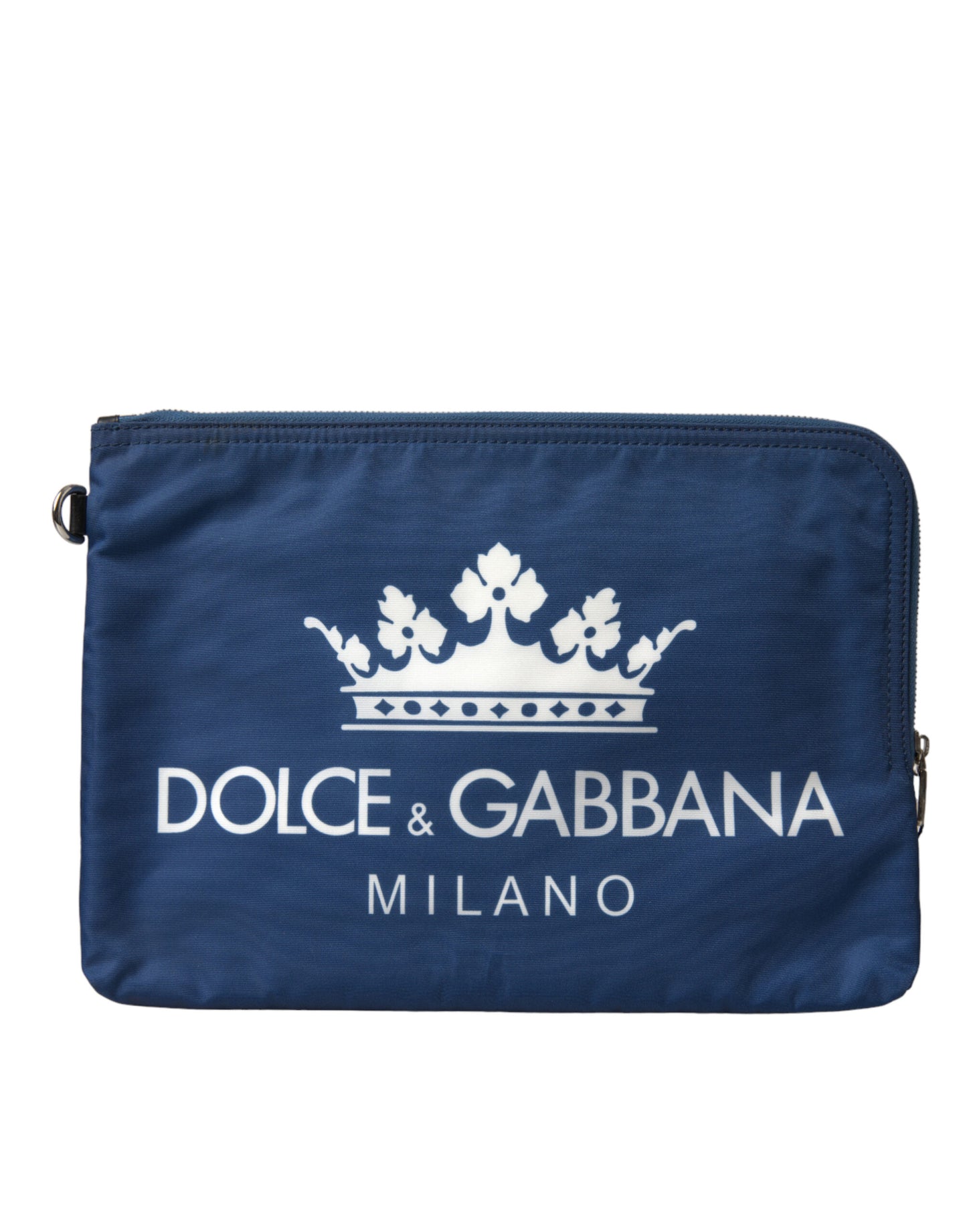 Dolce &amp; Gabbana Blaue Clutch aus Nylon mit DG Milano-Print für Herren