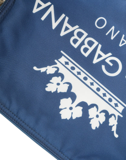 Dolce &amp; Gabbana Blaue Clutch aus Nylon mit DG Milano-Print für Herren