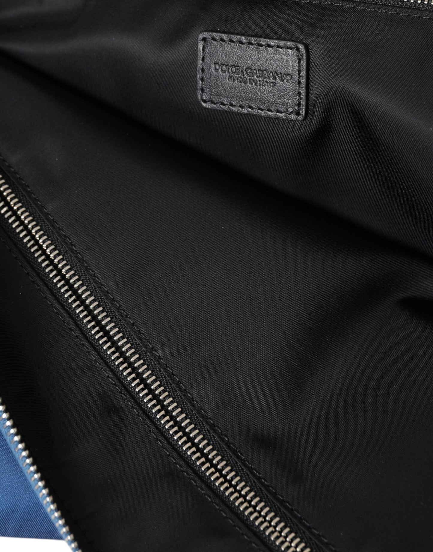 Dolce &amp; Gabbana Blaue Clutch aus Nylon mit DG Milano-Print für Herren