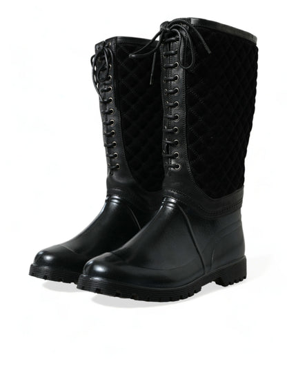 Dolce &amp; Gabbana – Regenstiefel „Chioggia“ aus Wildleder in Schwarz