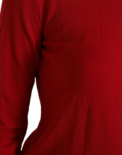 Dolce &amp; Gabbana Roter Wollstrickpullover mit Rundhalsausschnitt