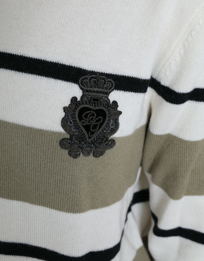 Dolce &amp; Gabbana – Pullover aus Wolle mit mehrfarbigem Streifenlogo