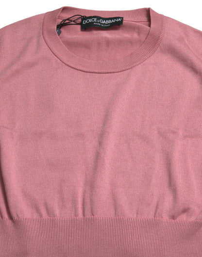 Dolce &amp; Gabbana – Kurzes, ärmelloses Tanktop mit Rundhalsausschnitt in Rosa