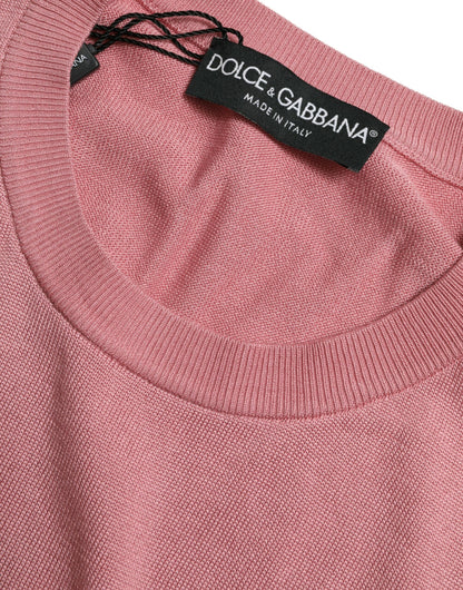Dolce &amp; Gabbana – Kurzes, ärmelloses Tanktop mit Rundhalsausschnitt in Rosa